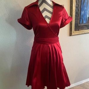 Red Satin 50's style Wrap Dress w/ Tulle Sz. 7